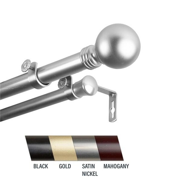 Central Design Central Design 100-01-485-D Globus 1 in. Double Curtain Rod; 48-84 in. - Satin Nickel 100-01-485-D - main